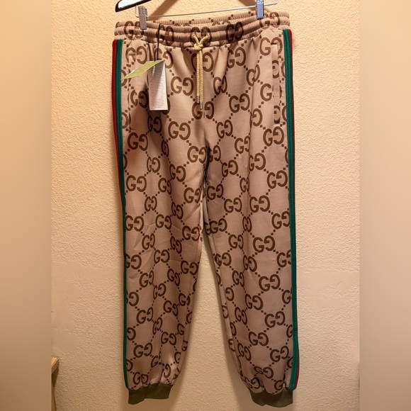 Gucci Other - New Authentic Gucci GG Jumbo Logo Sweatpants Tan Brown XXL Waist 38 40 42 44